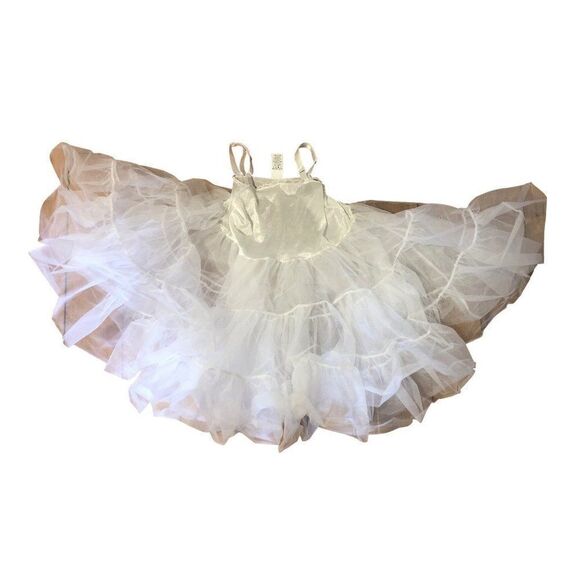 IC COLLECTIONS Girls Tutu Bouffant Slip 2 Layer of Ruffles White Size 6 - Picture 1 of 3